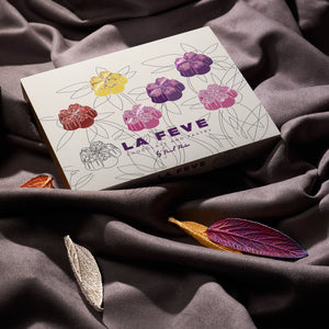 Кутия LA FEVE с илюстрации на цветни бонбони – премиум шоколадов подарък за 8 март и специални поводи.