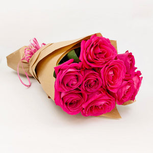 Букет от 9 броя цикламени рози No. 106 - Букет от 9 броя цикламени рози от свежи цветя, доставка в София