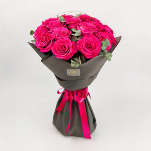 Букет от цикламени рози No. 014 - Букет от цикламени рози от свежи цветя, доставка в София