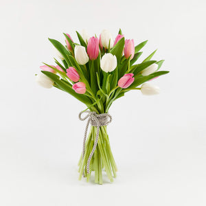 Бели и розови лалета No. 079 - Красив букет цветя: Бели и розови лалета, доставка в София