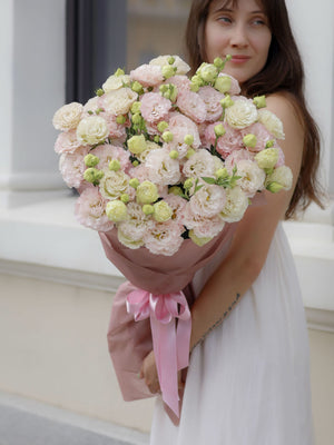 Букет от розови еустоми No. 318 - Букет от розови еустоми от свежи цветя, доставка в София