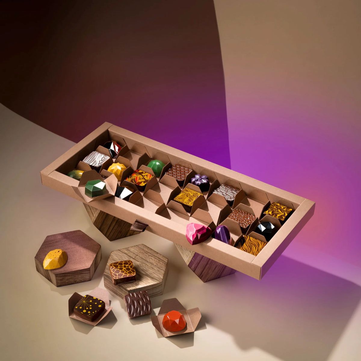 La Fève Anniversary — gift box and individual chocolate bonbons