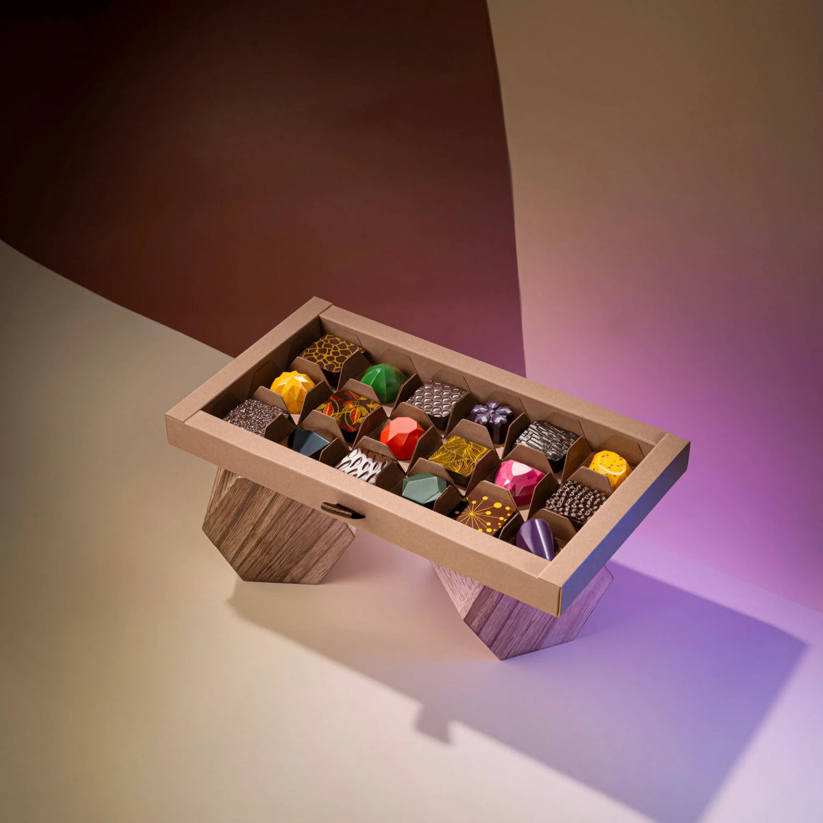 La Fève Honeymoon — chocolate selection in an open box
